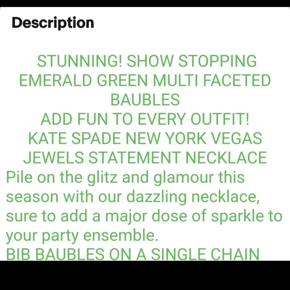 KATE SPADE NY Vegas Jewels Elegant Mint Green and Gold Statement Bib Necklace…